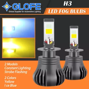 2pcs LED Driving Fog Light Bulbs Strobe Flashing Ice Blue / Golden Yellow H3 - Picture 1 of 7
