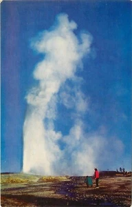 Vecchia cartolina fedele Yellowstone National Park Wyoming WY famosa geyser - Foto 1 di 2