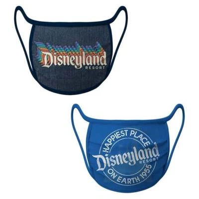 Disney Cloth Face Mask 2 Pack Disneyland 1955 Classic Set Adult Size S M - Image 1 of 4