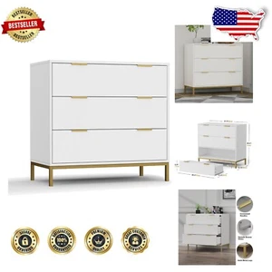 Versatile White Chest of Drawers - 3 Spacious Drawers for Bedroom or Living Room - Picture 1 of 11