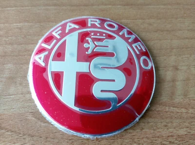 Set of 7pcs Alfa Romeo SILVER/RED DESIGN GIULIA style emblem badge logo insignia - Image 1 of 4