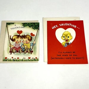 Vintage Valentine’s Day Greeting Cards Boy Girl Swing Anthropomorphic Ducks New - Picture 1 of 10