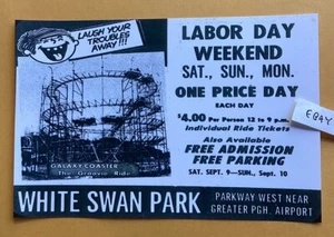 PITTSBURGH PA. WHITE SWAN VERGNÜGUNGSPARK GALAXY ACHTERBAHN, WERBETAG ANZEIGE NEU - Bild 1 von 1