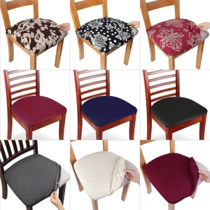 2/4/6pc Removable Stretch Chair Seat Covers Printed Jacquard Dining Slipcovers - Picture 1 of 23