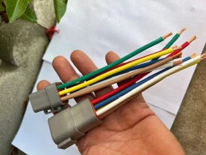 10 AWG Gray Assembled Deutsch DTP 6 Pin waterproof connector 6" wire - Picture 1 of 9