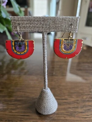 Vtg Laurel Burch" KUBERA" Tribal Face Red/Yellow/Purple/Blue/Gold - Image 1 of 4