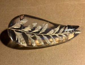 Vintage Lucite Belt Buckle With Embedded Fern Frond 4.75” Long - Picture 1 of 3