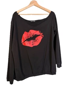 Magic MK schulterfreies lässiges sexy Lippen-Shirt Damen 4XL schwarz Konzert Party - Bild 1 von 7