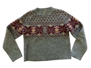 Vintage Woolrich Pullover 100 % Lammwolle durchgehender Reißverschluss Nordic Fair Isle Damen Small - Bild 1 von 12