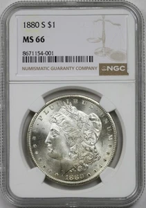 1880-S $1 NGC MS 66 Morgan Silver Dollar - Picture 1 of 4