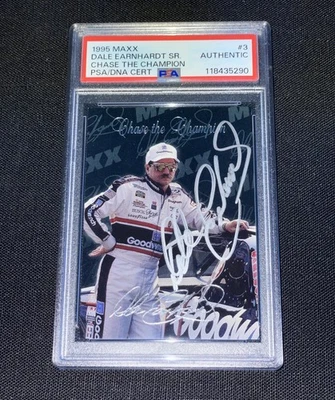 Dale Earnhardt Sr. Signed 1995 Maxx Racing Card PSA Slabbed Chase The Champion - Image 1 of 2