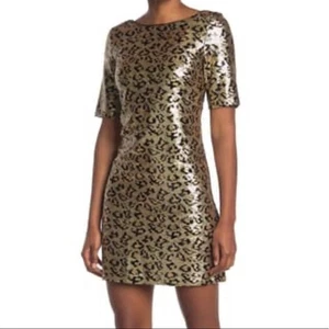Betsy Johnson NEW Leopard Sequin Mini Dress Size 0 - Picture 1 of 8
