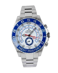 Rolex Yacht-Master II Watch 116680 White Dial Blue Bezel Oyster Steel 42mm 2018 - Picture 1 of 10