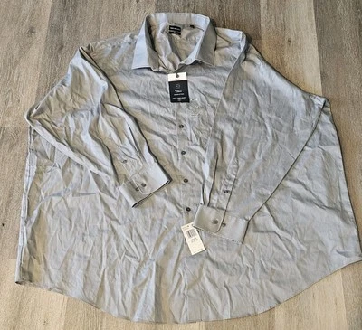 Van Heusen Men's 22 34/35 Flex Collar Dress Shirt Big Fit Grey Mist Stretch New - Image 1 of 4