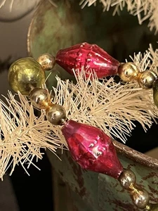 1879🌟Vintage antiker Weihnachtsbaum ausgefallene Granate Quecksilber Glas Girlande 72" rosa - Bild 1 von 16