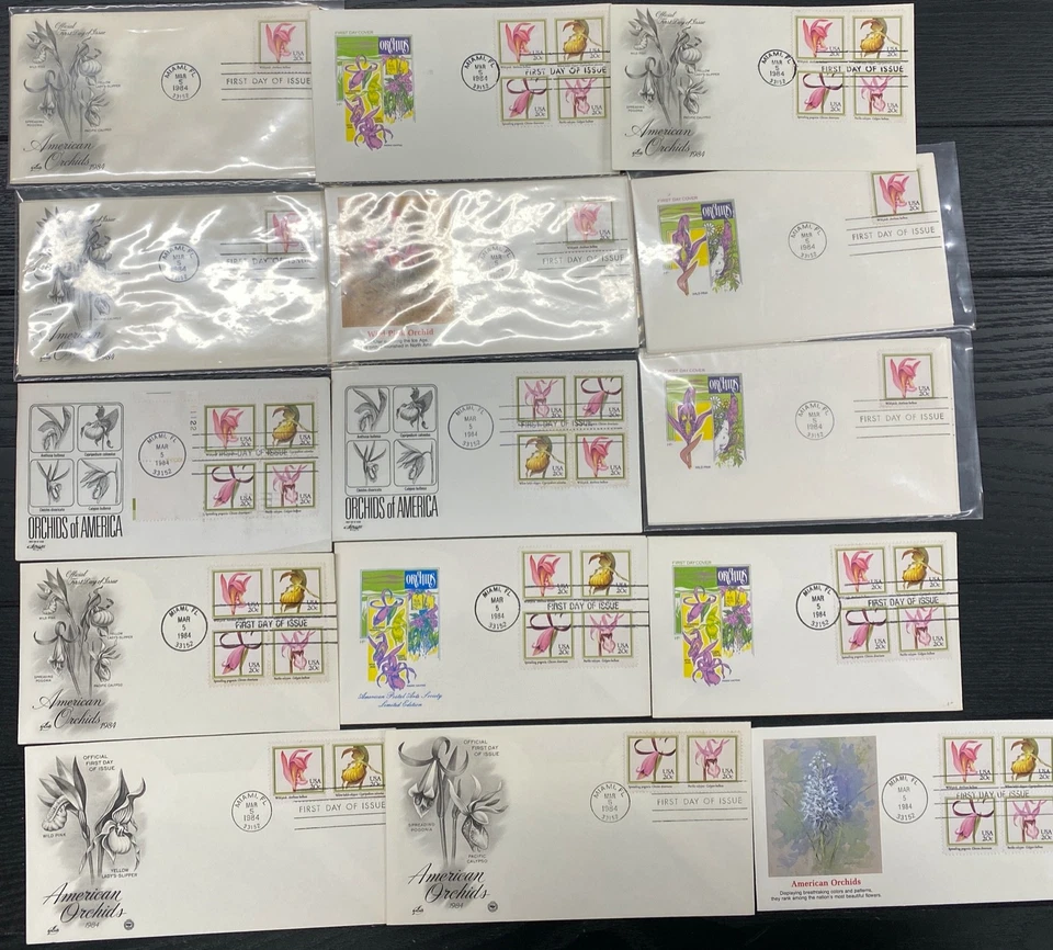 #2076-9a Orchids mixed cachet First Day covers lot of 30 some duplicate sets - Image 1 of 1
