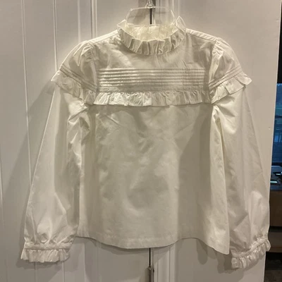 Girls Janie and Jack Ruffle Pleated Top in Jet Ivory, Size 12 - Image 1 of 4