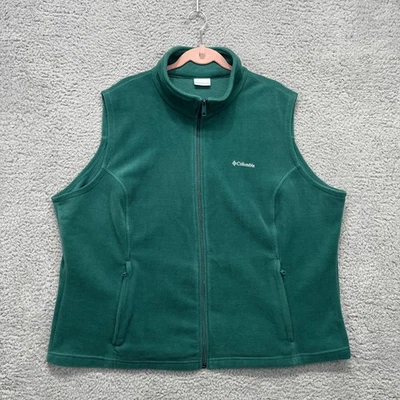 Chaleco Columbia para mujer 3X verde polar suave cremallera completa bolsillos senderismo aire libre Foto 1 de 4