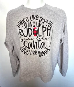Love In Faith Mujer L Sudadera Cristiana Gris Rudolph Santa Jesus Frosty Navidad - Imagen 1 de 9