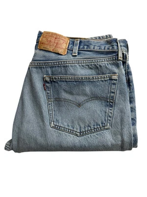 Vintage Levi’s 501 Blue 90s Made in USA Button 39X33 Distressed - Image 1 of 4