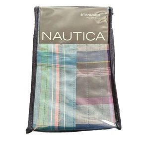 Almohada estándar Nautica Sham Tinsley Aqua Cotton One Multicolor Patchwork ¡¡NUEVA EN CAJA!!! - Imagen 1 de 8