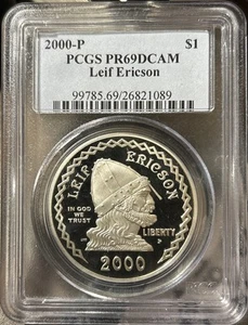 2000 P Leif Ericson Silver Commemorative Dollar ~ PCGS PR69DCAM - Picture 1 of 2