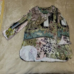 John Mark Beaded Art Tunika Top Damen groß bunt Perlenausschnitt - Bild 1 von 13