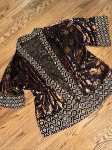Weiche Umrandung Mehrfarbig Samt Geblümt Burnout Transparent Kimono Jacke Einheitsgröße - Bild 1 von 6