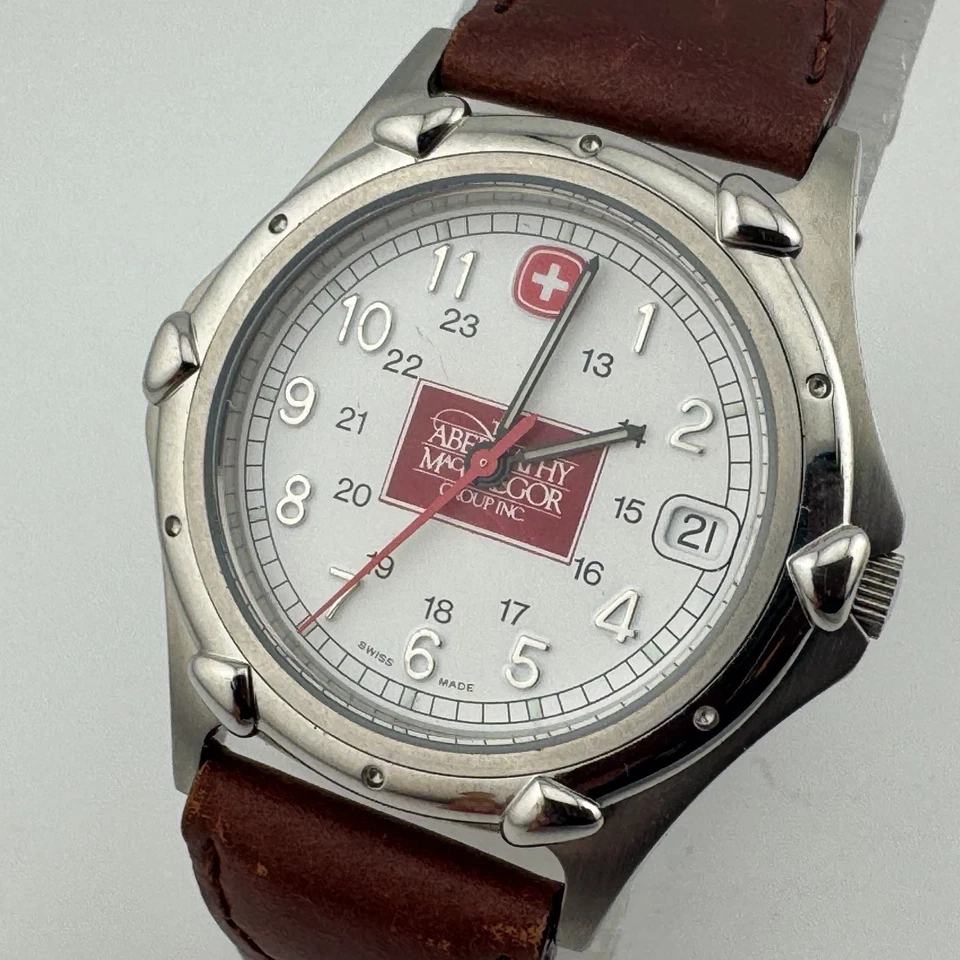 Reloj De Colección Wenger Cuarzo Suizo Logo 100m Acero, Fecha, Cuero, Batería Nueva Foto 1 de 4