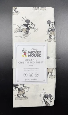 Pottery Barn Kids Disney Mickey Mouse Organic Crib Fitted Sheet Brand New - Image 1 of 3