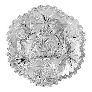 American Brilliant Shallow Bowl Deep Cut Crystal ABP Sawtooth Pinwheel 6” 1800’s - Picture 1 of 7