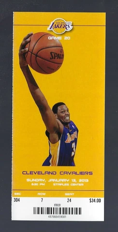 2013 NBA CAVALIERS @ LOS ANGELES LAKERS FULL BASKETBALL TICKET - KOBE BRYANT Cover