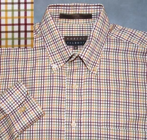 ROBERT TALBOTT MENS SHIRT M CARMEL BURGUNDY GREEN ORANGE YELLOW PLAID - Picture 1 of 5