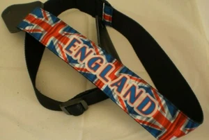 Guitar strap, England with flag on strong black nylon - Picture 1 of 3