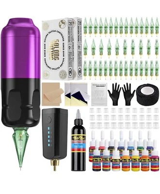 Solong Tattoo Gun Kit Tattoo Kit Professional Tattoo Machine 1600mAh 40 Pcs