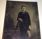 Antique Victorian American Fashion Handsome Young Boy, Hat! Old Tintype Photo!
