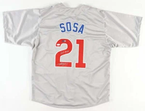 Sammy Sosa signiertes Chicago individuell handsigniertes graues Baseball Trikot (PIA & JSA) 60 - Bild 1 von 4
