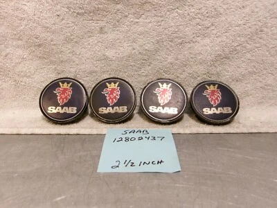 99 00 01 02 03 04 05 06 SAAB 9-3 9-5 9-2X 12802437 2 1/2inch Center Cap set of 4 - Image 1 of 4