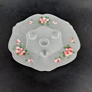 Vintage 1930er Lancaster Kay Muster Glas mattiert drei Fuß Floral 10" Tablett - Bild 1 von 4