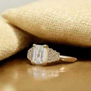 IGI Certified Lab Created 1,15 Ct Smaragdschliff Diamantring in 14k Gelbgold - Bild 1 von 13