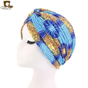 New Women Print Flower Knot Cancer Ruffle Chemo Beanie Scarf - Various Colors - Picture 1 of 23