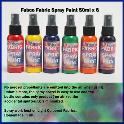 Stoffsprühfarbe 50mlx6 Pack - für Textilkleidung & KUNST - Eisen fest - Bild 1 von 3