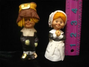 Vtg Rubber Pilgrims 3.5' Yarn Hair Nanco Nancy Co Hong Kong Felt Thanksgiving - Picture 1 of 1