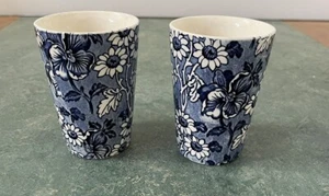 Paar Vintage James Kent blau Blumenmuster Keramik Becher Staffordshire - Bild 1 von 6