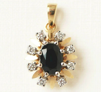 Anhänger 14 Karat 585 Gold 2,57 g Gelbgold Weißgold Saphir Brillanten - Bild 1 von 2