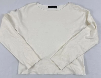 Suéter Mng Mango Para Mujer Mediano Crema Marfil Cuello Barco Minimalista Dinero Antiguo Foto 1 de 4