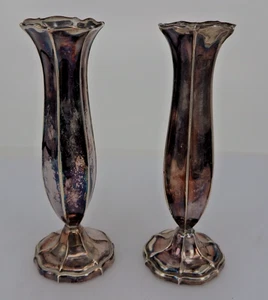 Hermann Bauer: Kleines Paar Jugendstil Vasen 800er Silber um 1915 (130830) - Bild 1 von 2