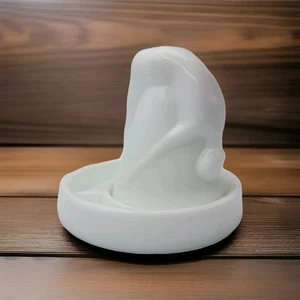 McKee Style Bottoms Up Shot Glass & Coaster Whiskey Cup Milk Glass Gift - Picture 1 of 16