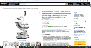 Máquina para hacer cono de nieve trituradora de hielo eléctrica 250 W 440 lb acero inoxidable - Imagen 1 de 6