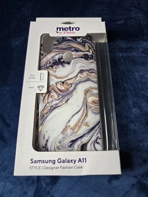 NEW Samsung Galaxy A11 Fashion Case Metro by T-Mobile Marble White Gold New Slim - Image 1 of 2